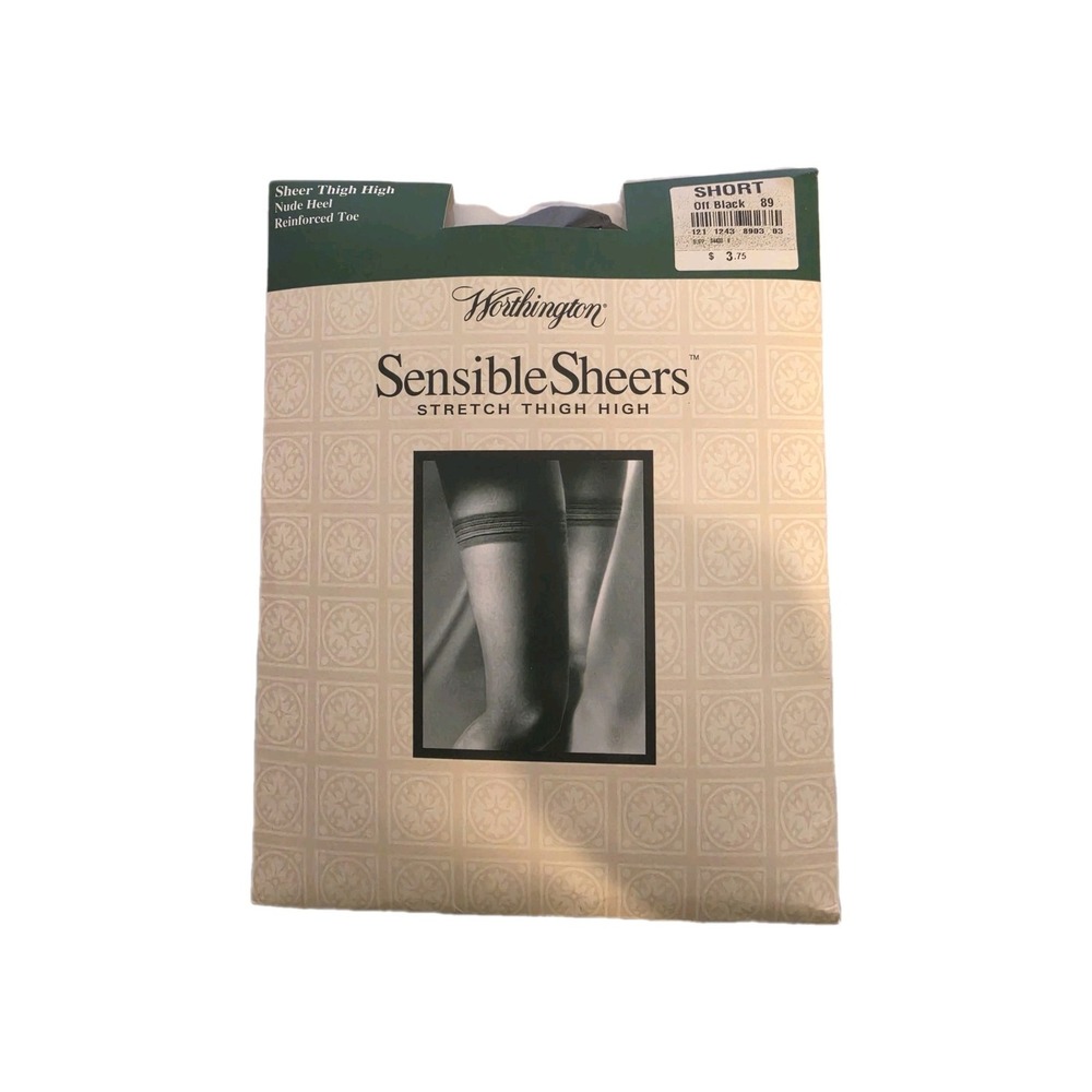 Worthington‎ Sensible Sheers Stretch Thigh High Stockings Off Blk Short